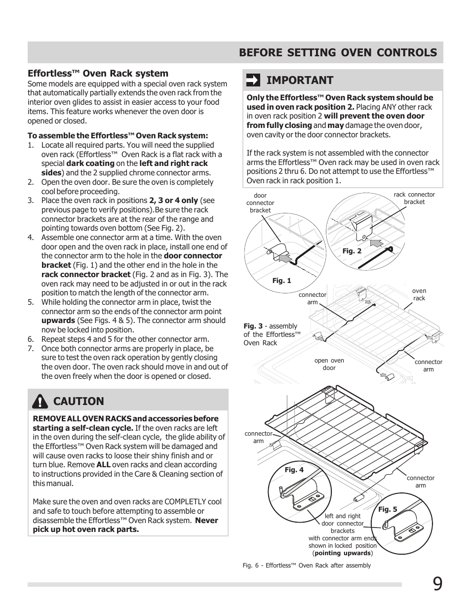 Caution, Before setting oven controls, Important | FRIGIDAIRE 316901303 User Manual | Page 9 / 36