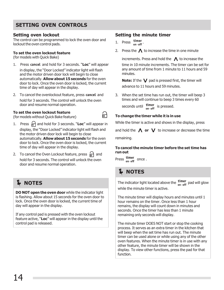 Setting oven controls | FRIGIDAIRE 316901309 User Manual | Page 14 / 28