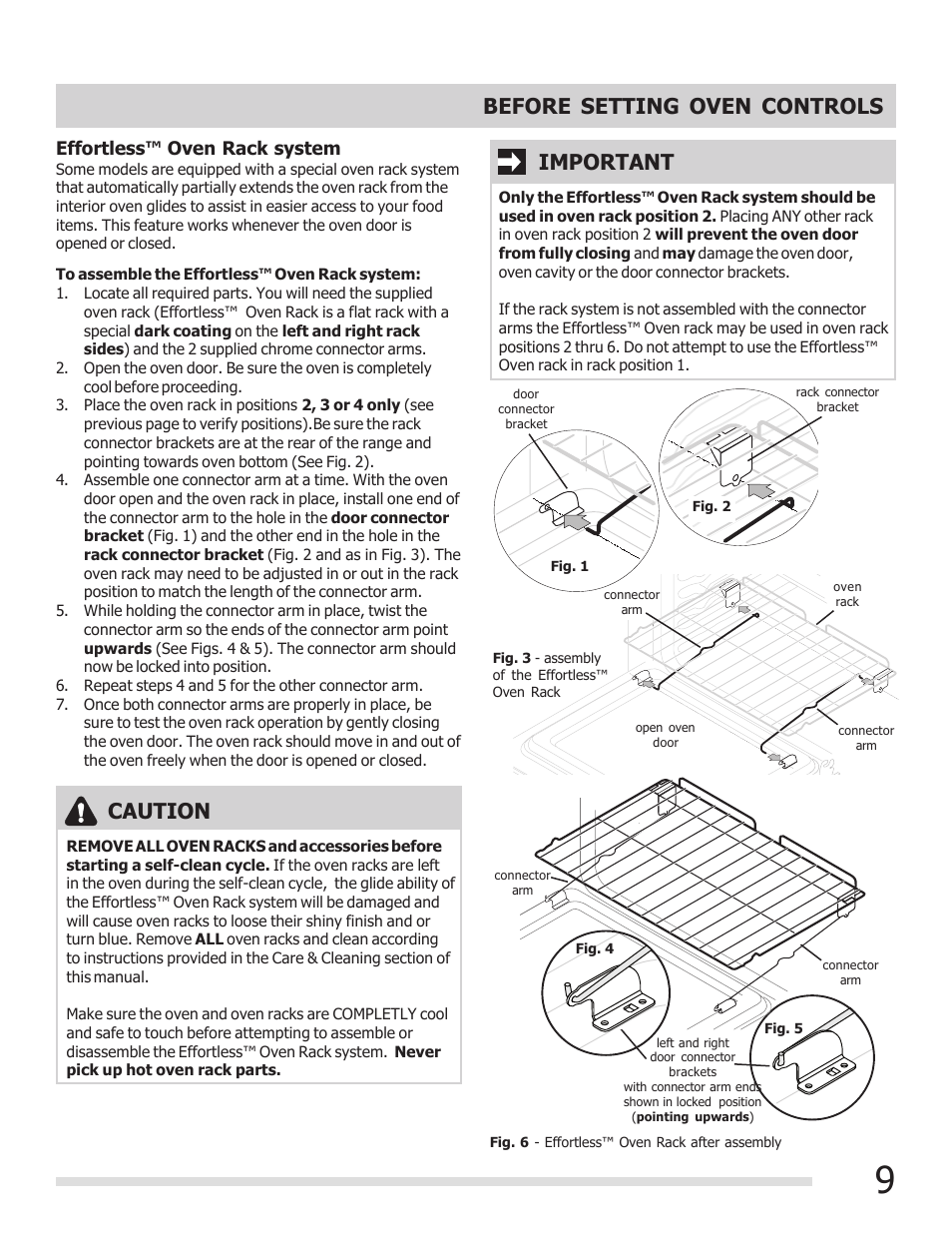 Caution, Important before setting oven controls | FRIGIDAIRE 316901309 User Manual | Page 9 / 28