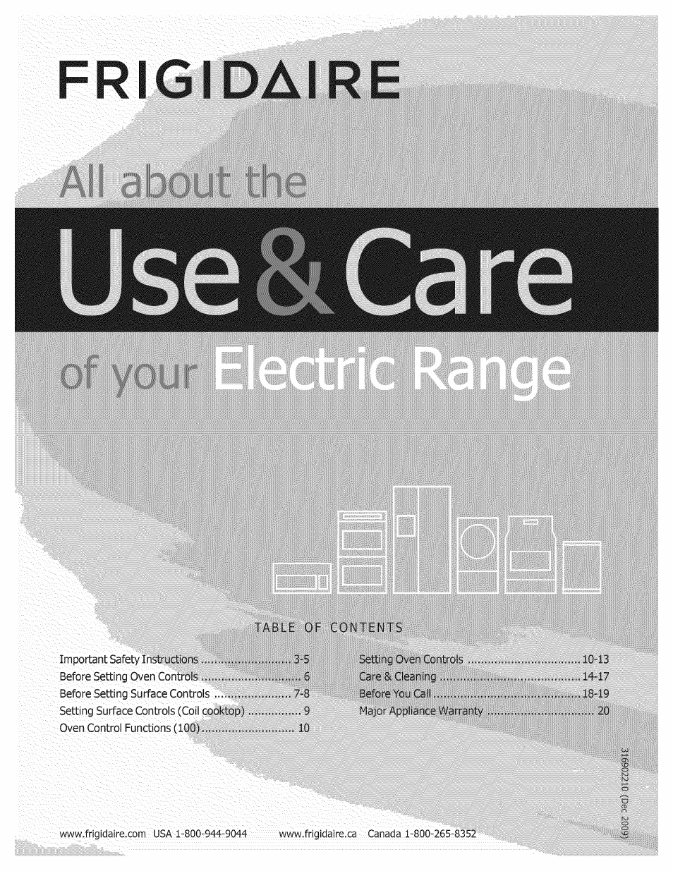 FRIGIDAIRE Range User Manual | 20 pages