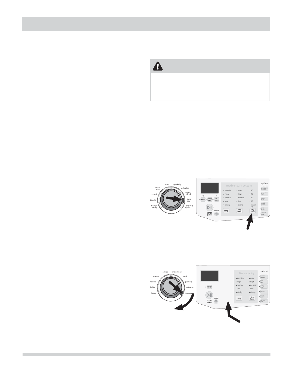 Operating instructions, Cycle selection, continued, Warning | FRIGIDAIRE 137339000A User Manual | Page 9 / 22