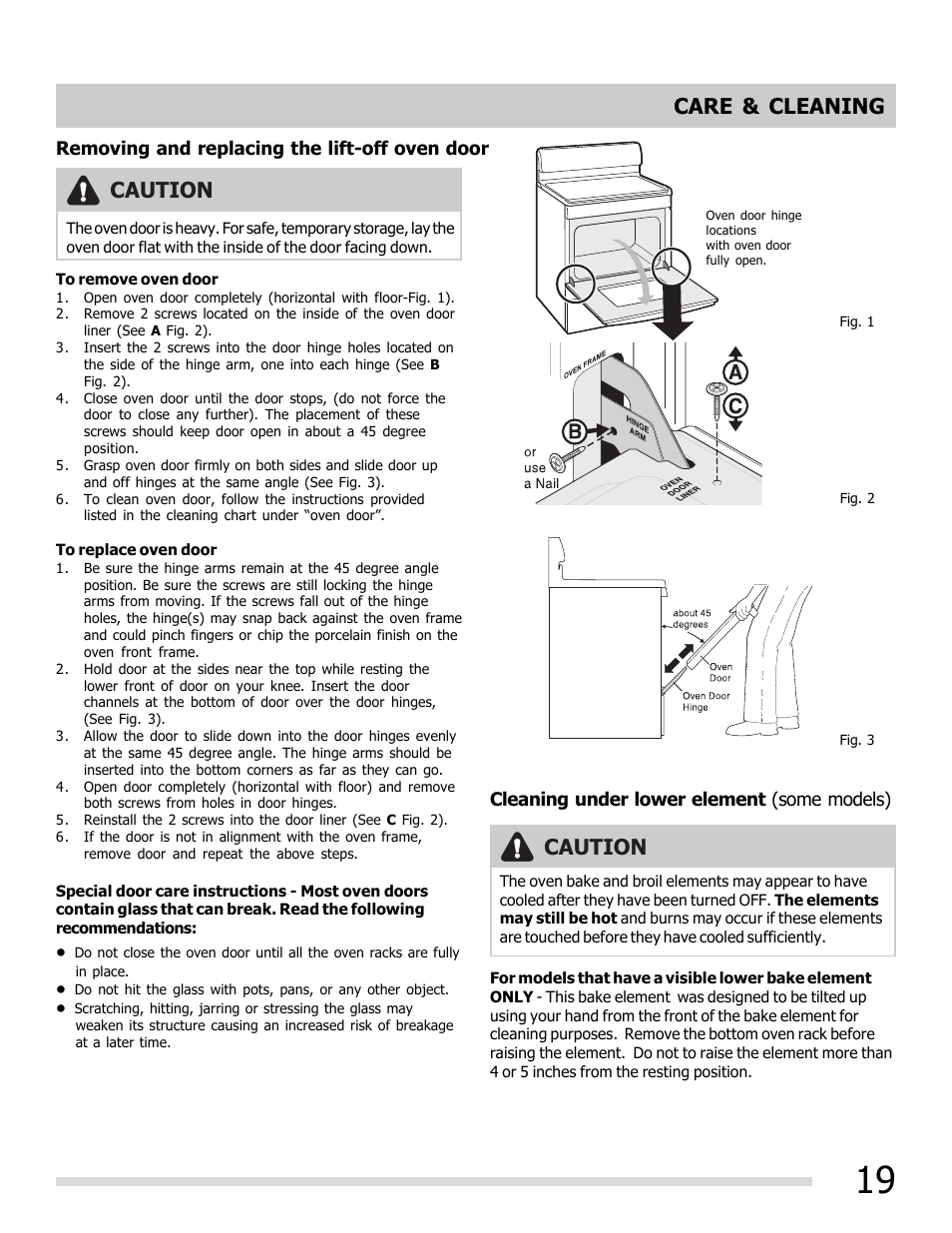 Care & cleaning, Caution | FRIGIDAIRE 316902209 User Manual | Page 19 / 22