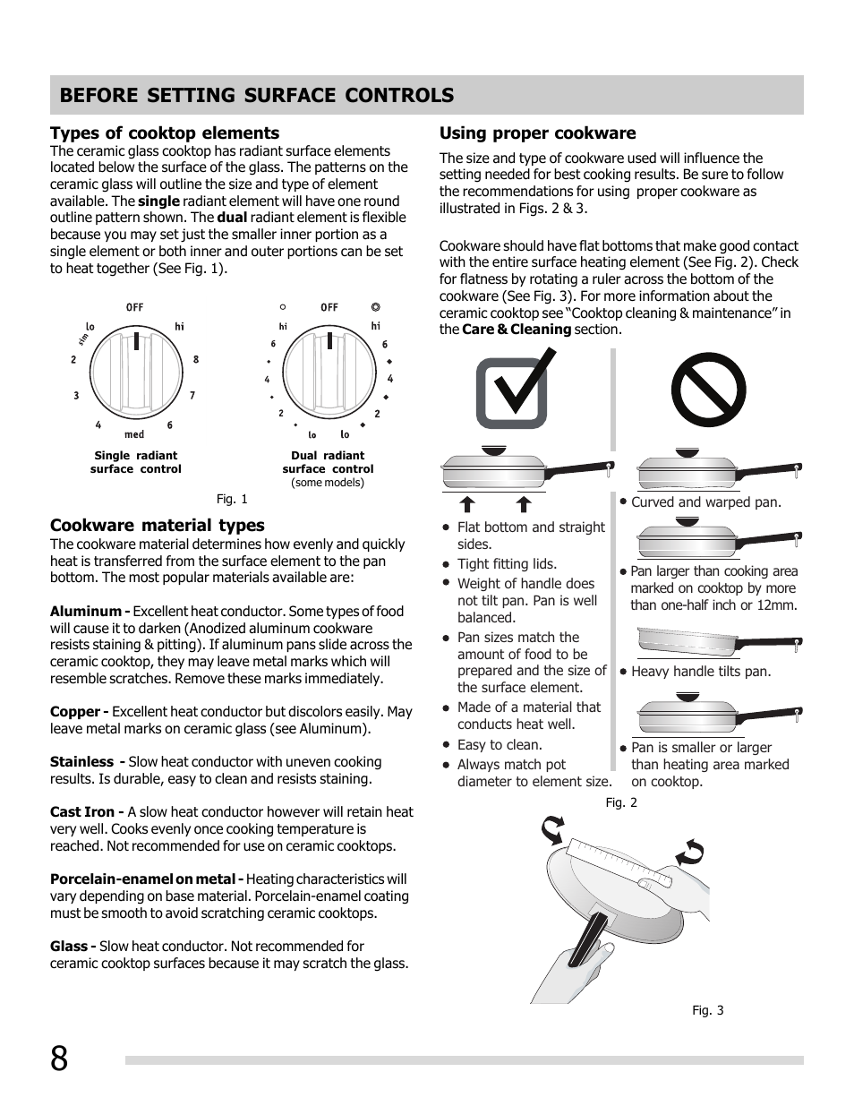 Before setting surface controls | FRIGIDAIRE 316902209 User Manual | Page 8 / 22