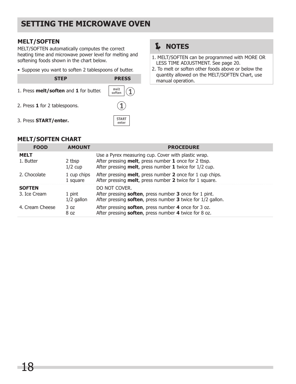 Setting the microwave oven | FRIGIDAIRE 318205300 User Manual | Page 18 / 44