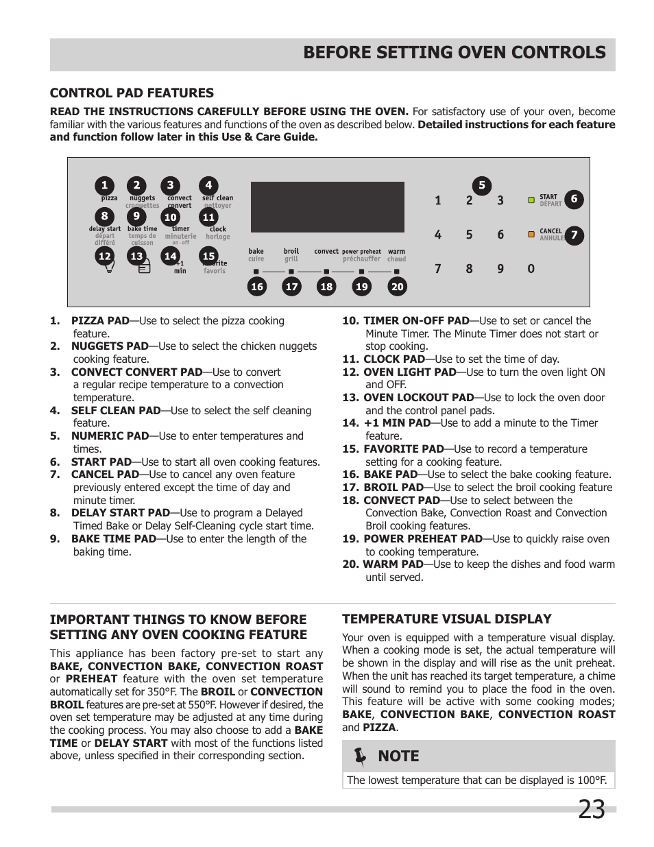 Before setting oven controls | FRIGIDAIRE 318205300 User Manual | Page 23 / 44