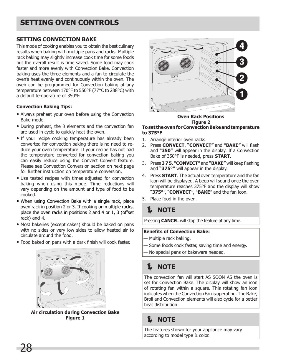 Setting oven controls | FRIGIDAIRE 318205300 User Manual | Page 28 / 44