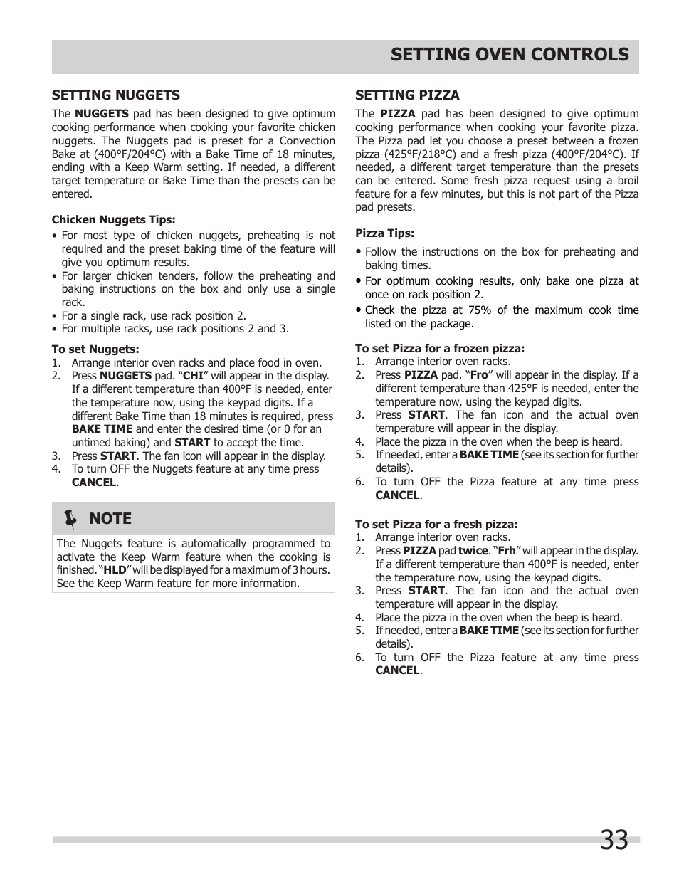 Setting oven controls | FRIGIDAIRE 318205300 User Manual | Page 33 / 44