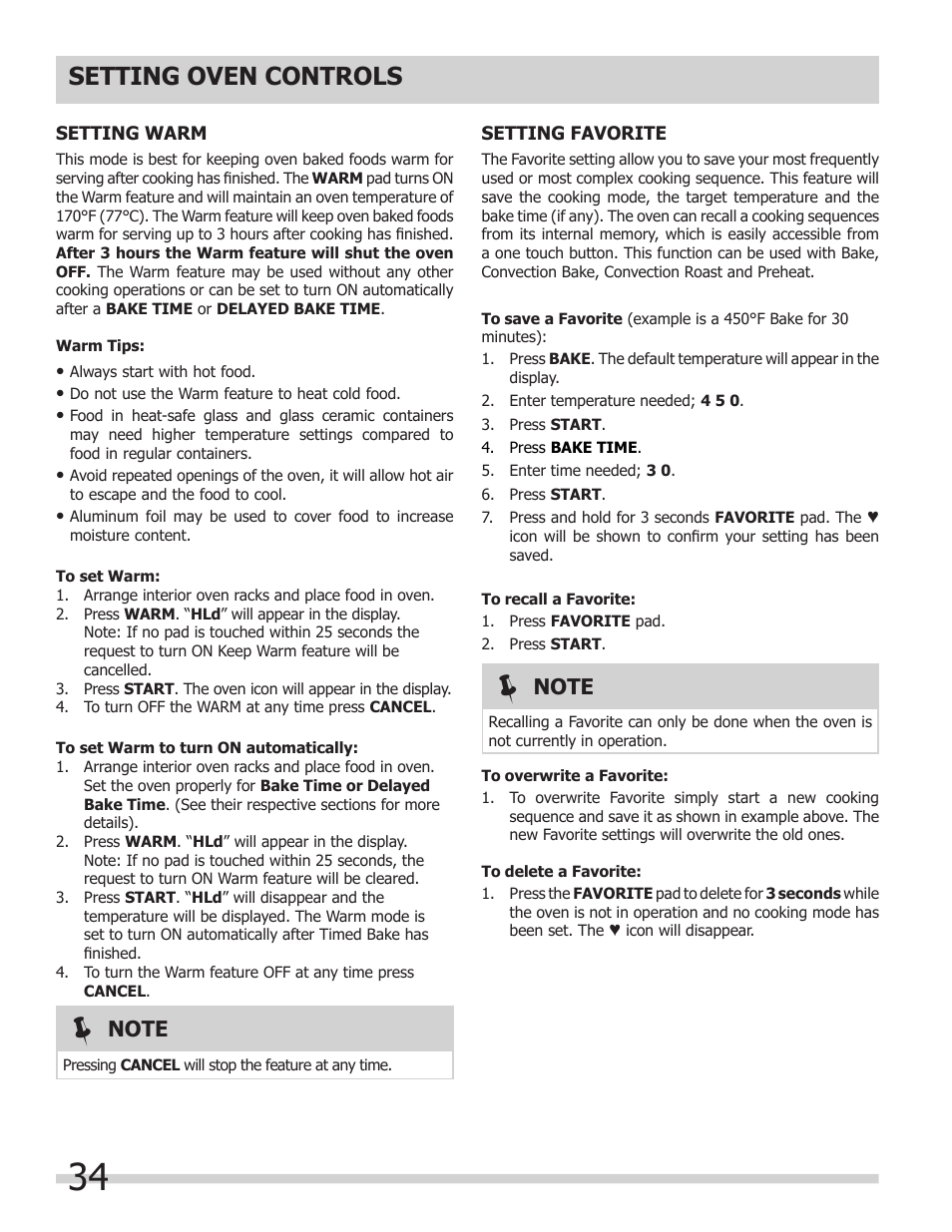 Setting oven controls | FRIGIDAIRE 318205300 User Manual | Page 34 / 44