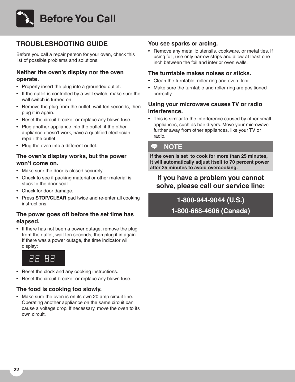 Before you call, Troubleshooting guide | FRIGIDAIRE TMV151F User Manual | Page 22 / 24