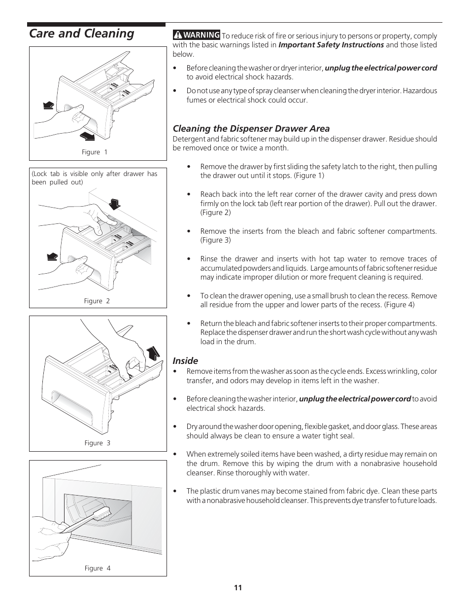 Care and cleaning | FRIGIDAIRE 134889200 User Manual | Page 11 / 16