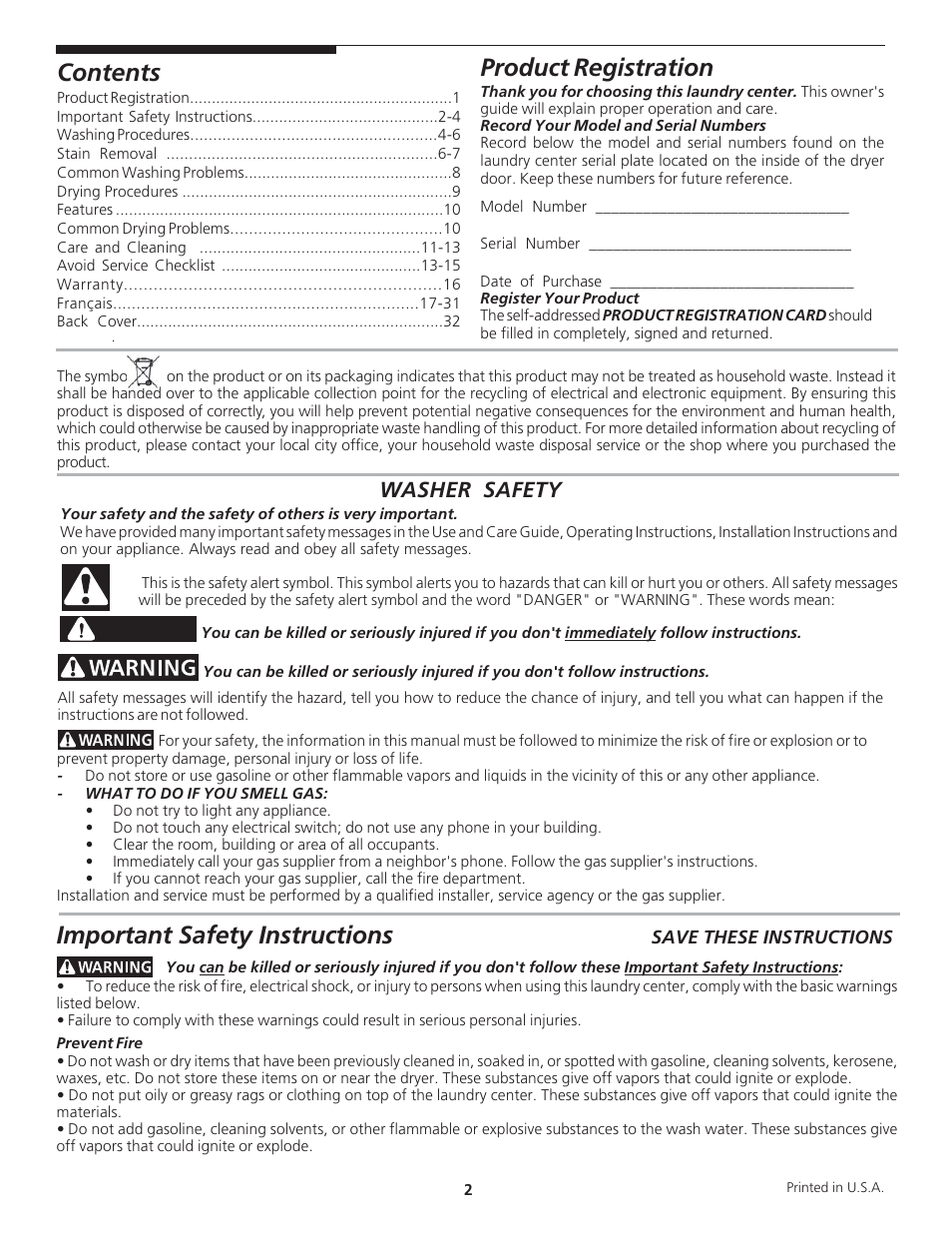 FRIGIDAIRE 134889200 User Manual | Page 2 / 16