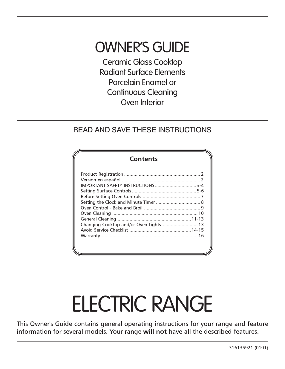 FRIGIDAIRE 316135921 User Manual | 16 pages