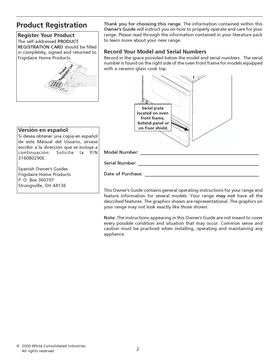Product registration | FRIGIDAIRE 316135921 User Manual | Page 2 / 16