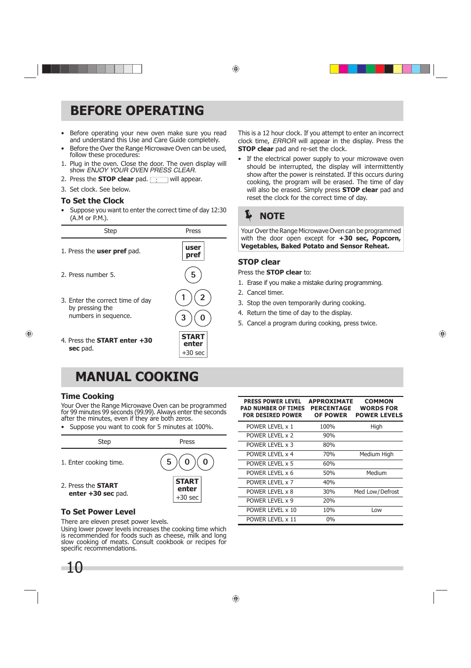 Before operating, Manual cooking | FRIGIDAIRE 316902449 User Manual | Page 10 / 26