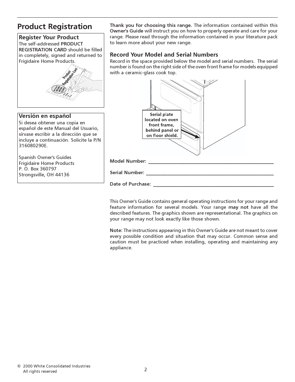 Product registration | FRIGIDAIRE pmn User Manual | Page 2 / 24