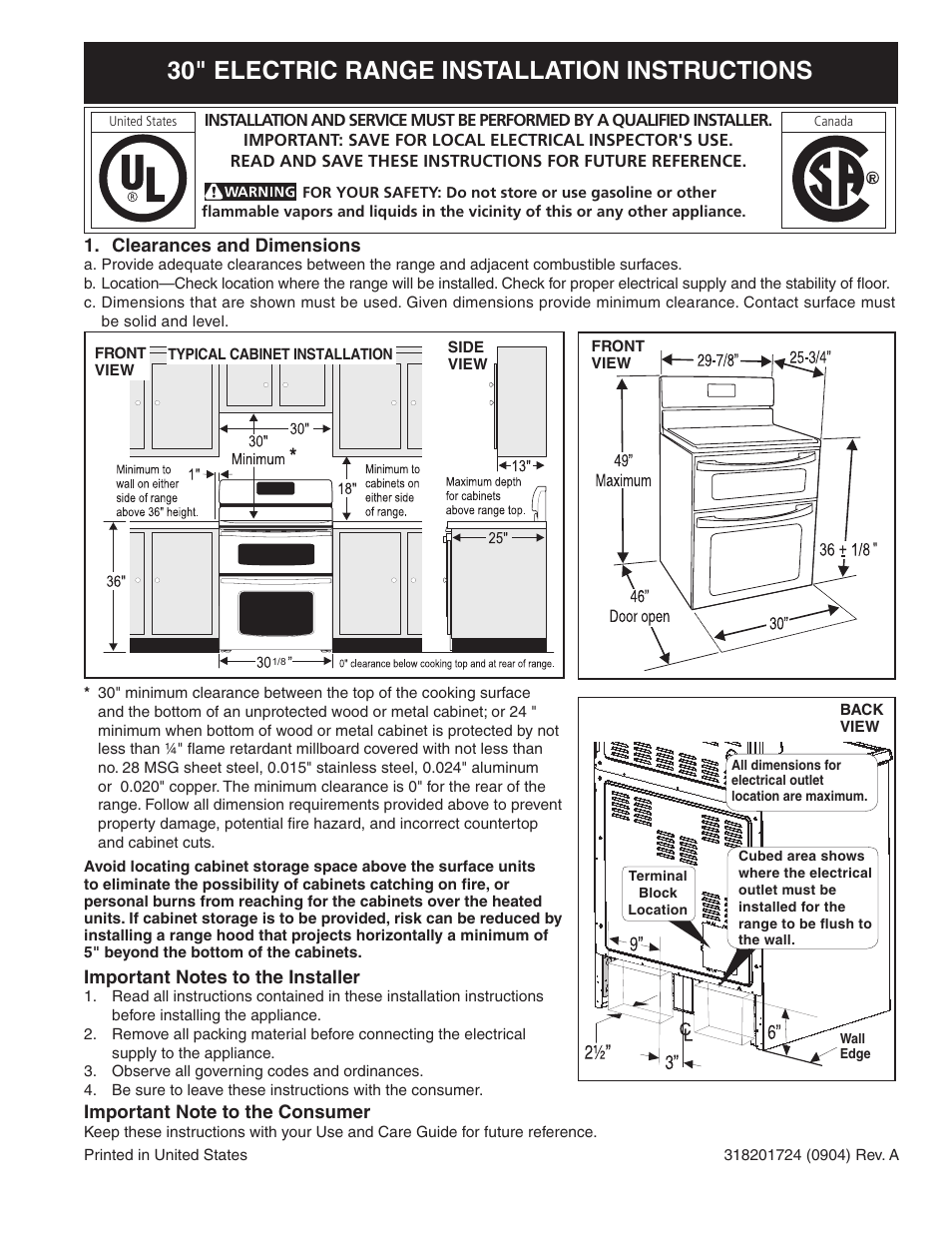 FRIGIDAIRE 318201724 User Manual | 12 pages