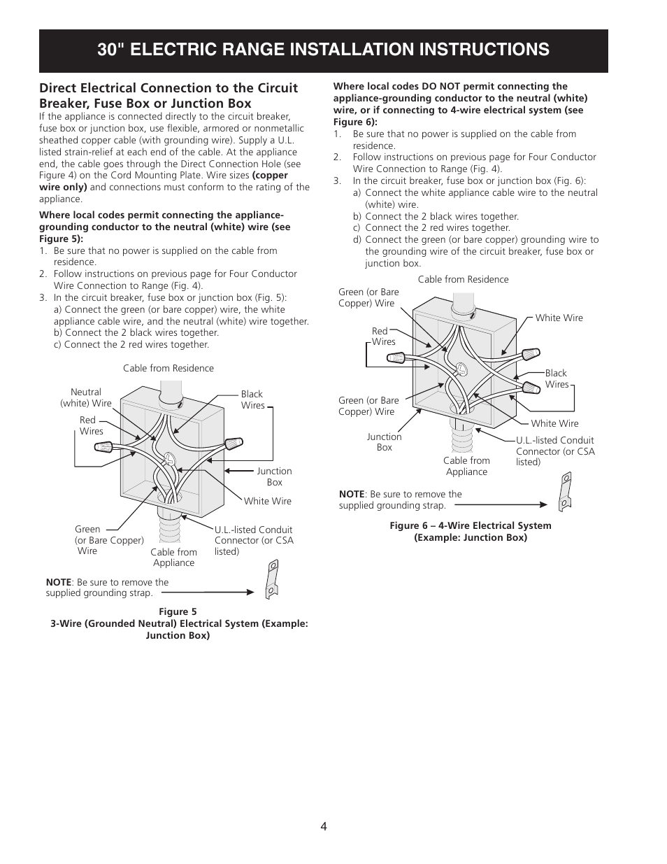 30" electric range installation instructions | FRIGIDAIRE 318201724 User Manual | Page 4 / 12