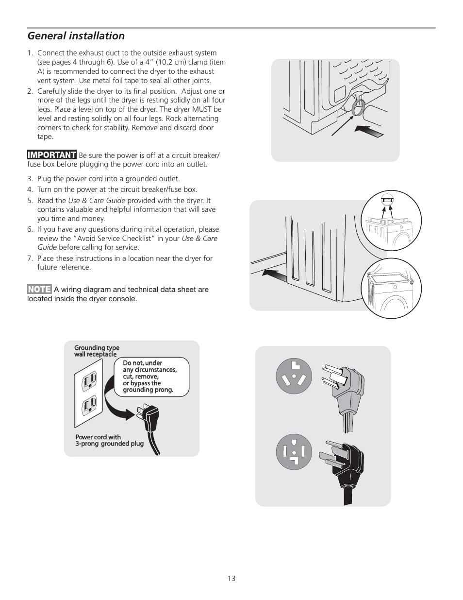 General installation | FRIGIDAIRE 137111500B User Manual | Page 13 / 32