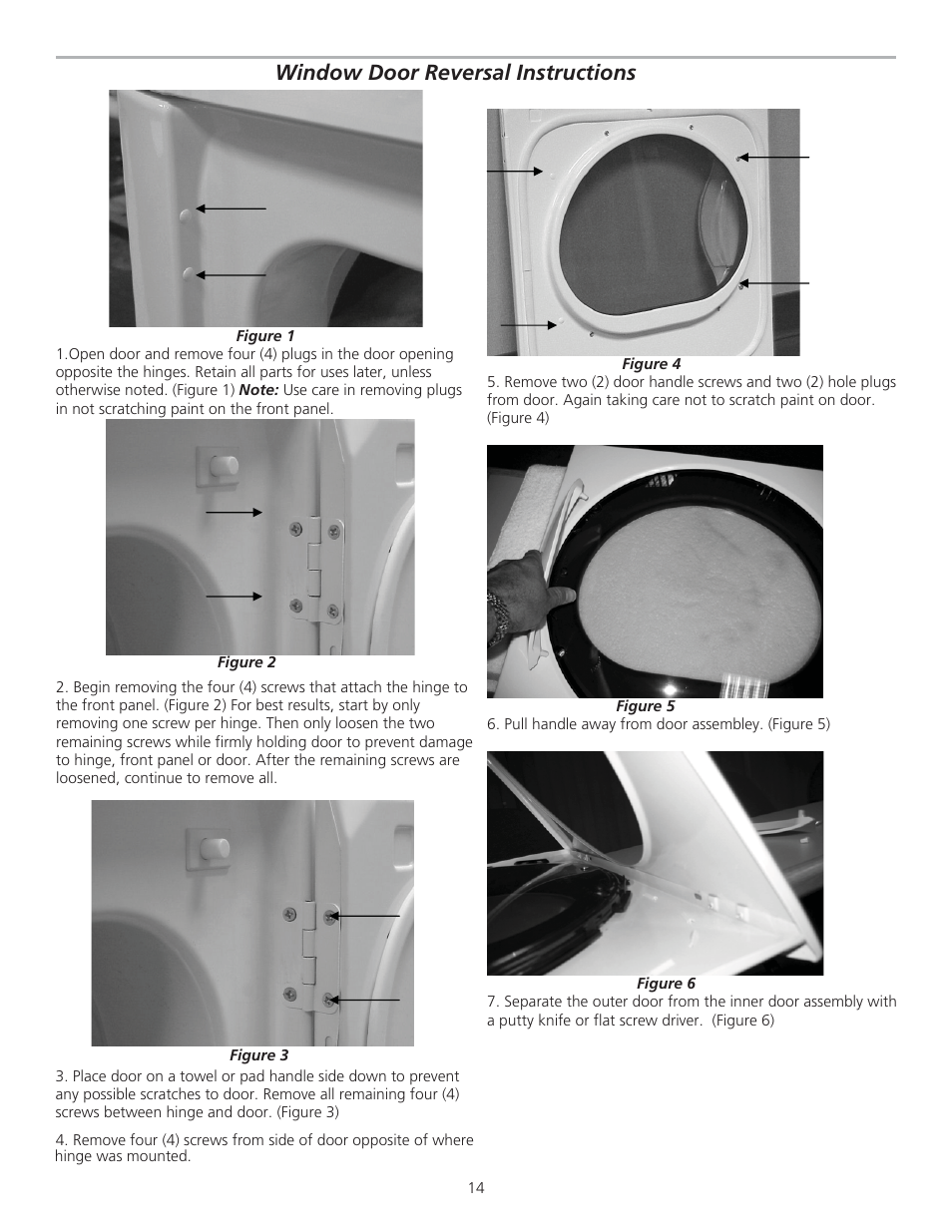 Window door reversal instructions | FRIGIDAIRE 137111500B User Manual | Page 14 / 32