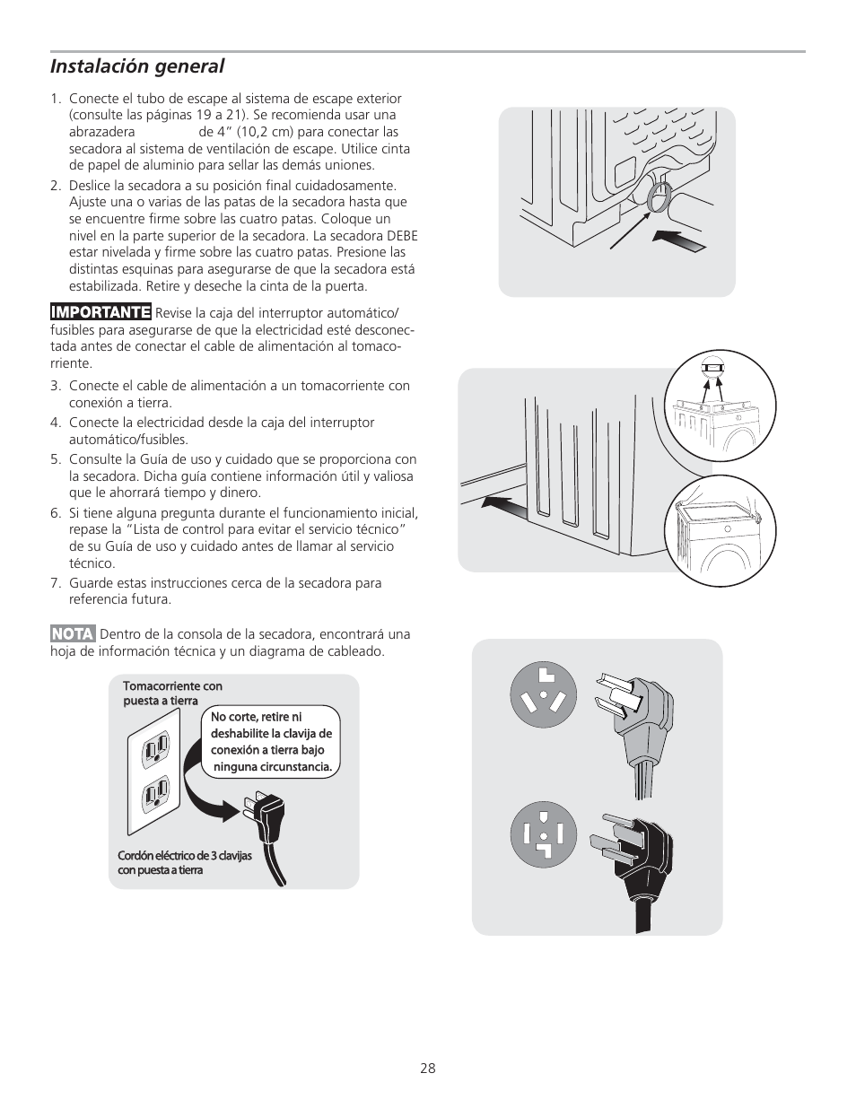 Instalación general | FRIGIDAIRE 137111500B User Manual | Page 28 / 32