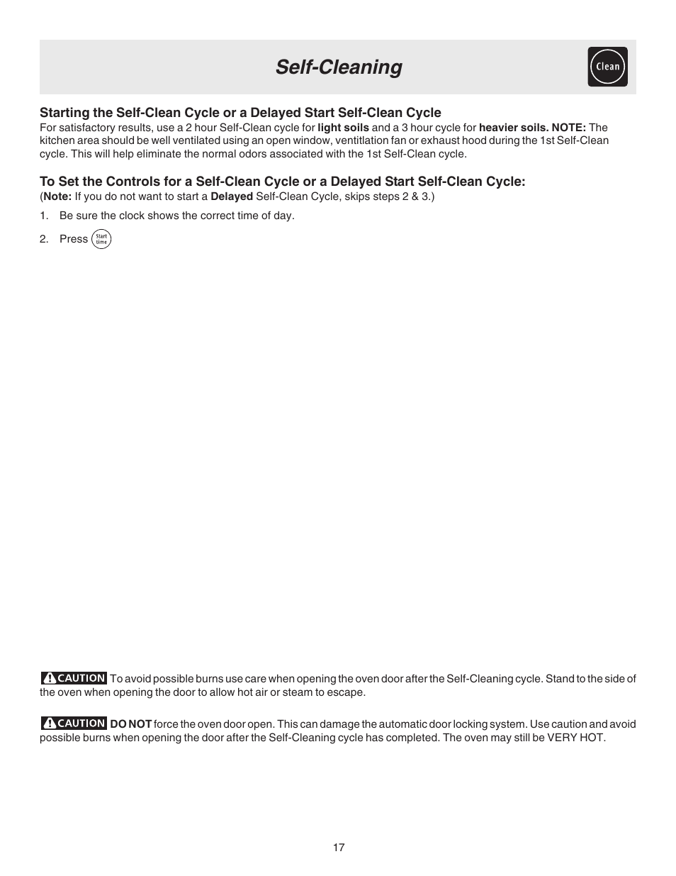 Self-cleaning | FRIGIDAIRE ES330 User Manual | Page 17 / 24