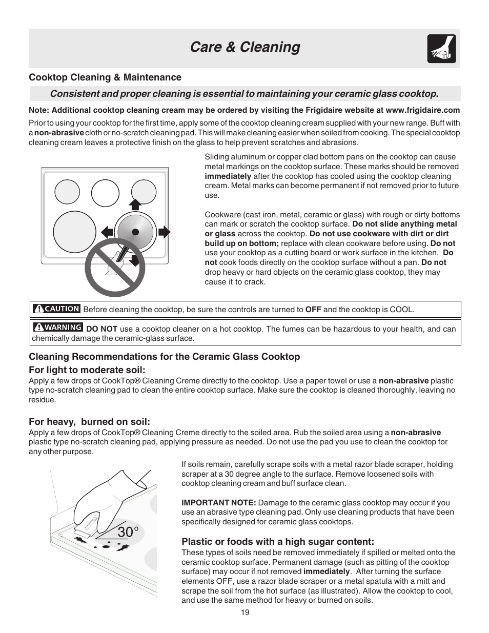 Care & cleaning | FRIGIDAIRE ES330 User Manual | Page 19 / 24