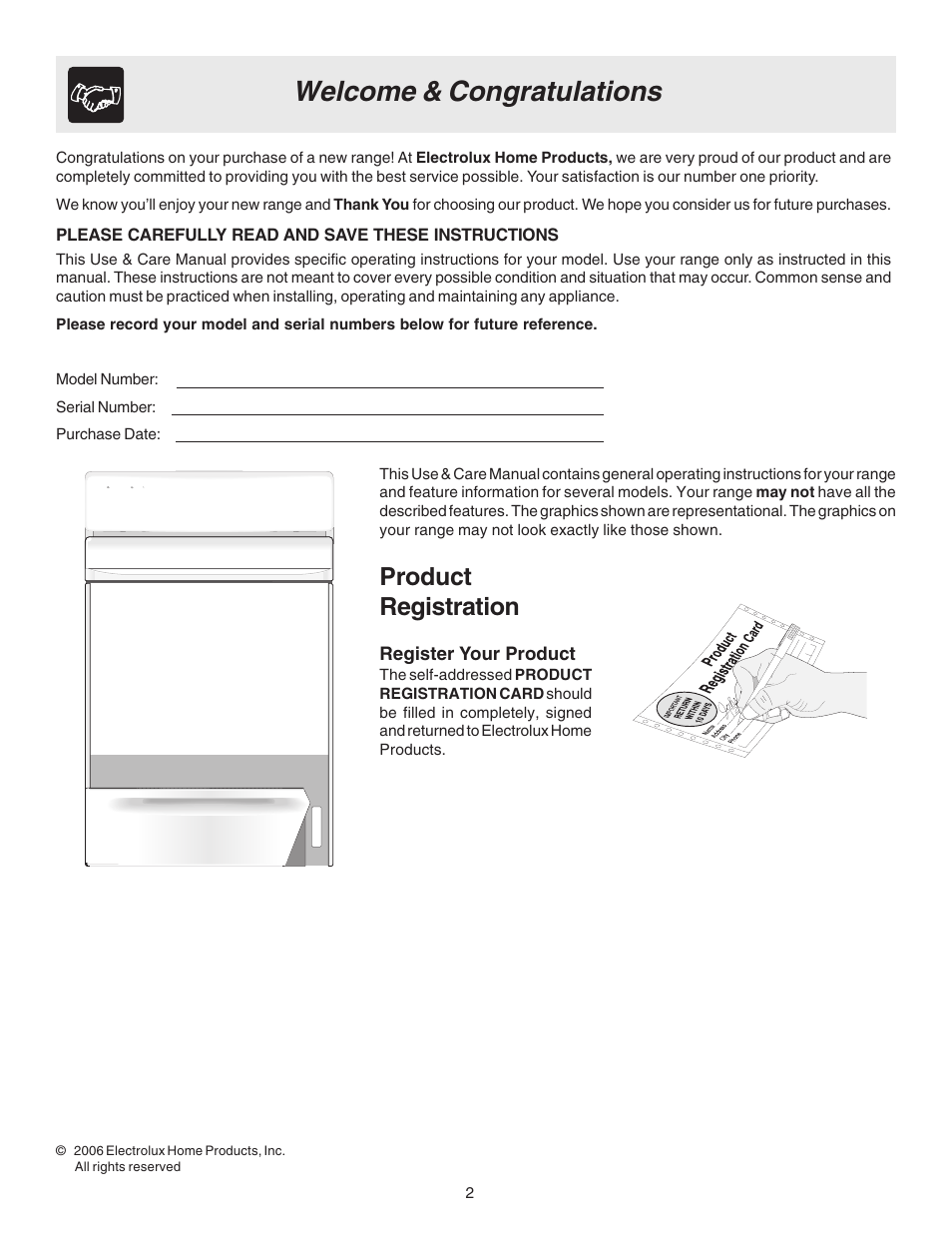 Product registration | FRIGIDAIRE ES330 User Manual | Page 2 / 24