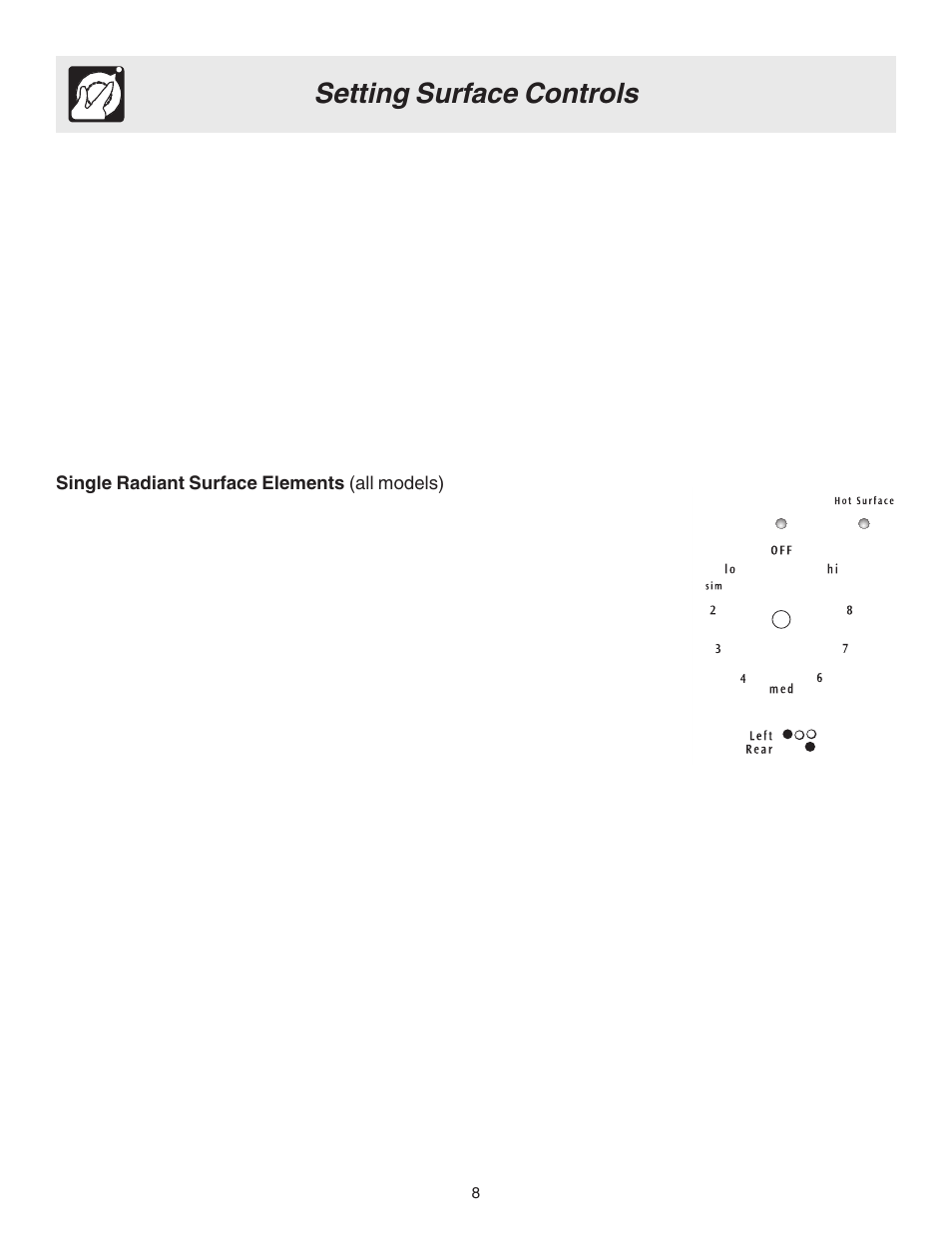 Setting surface controls | FRIGIDAIRE ES330 User Manual | Page 8 / 24