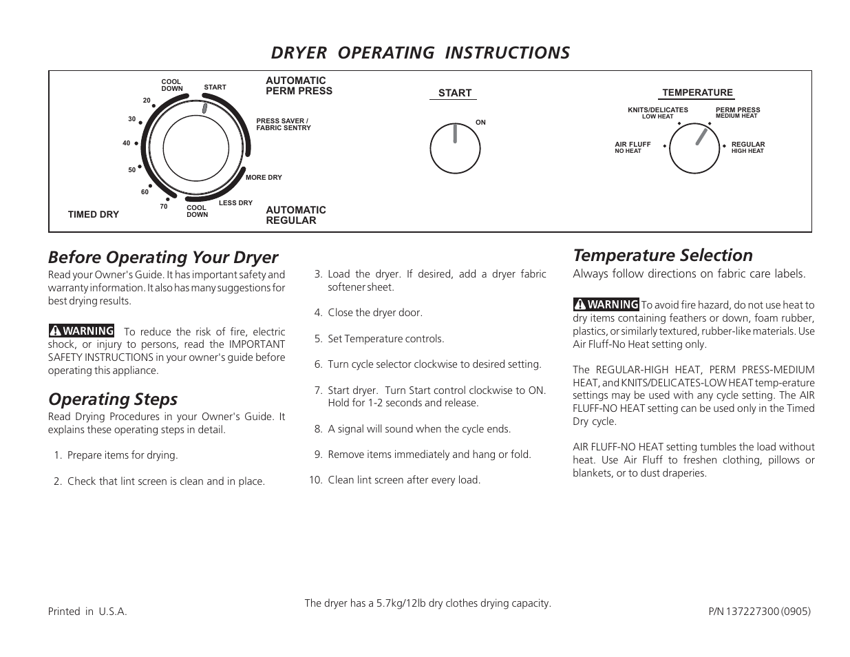 FRIGIDAIRE 137227300 User Manual | 8 pages