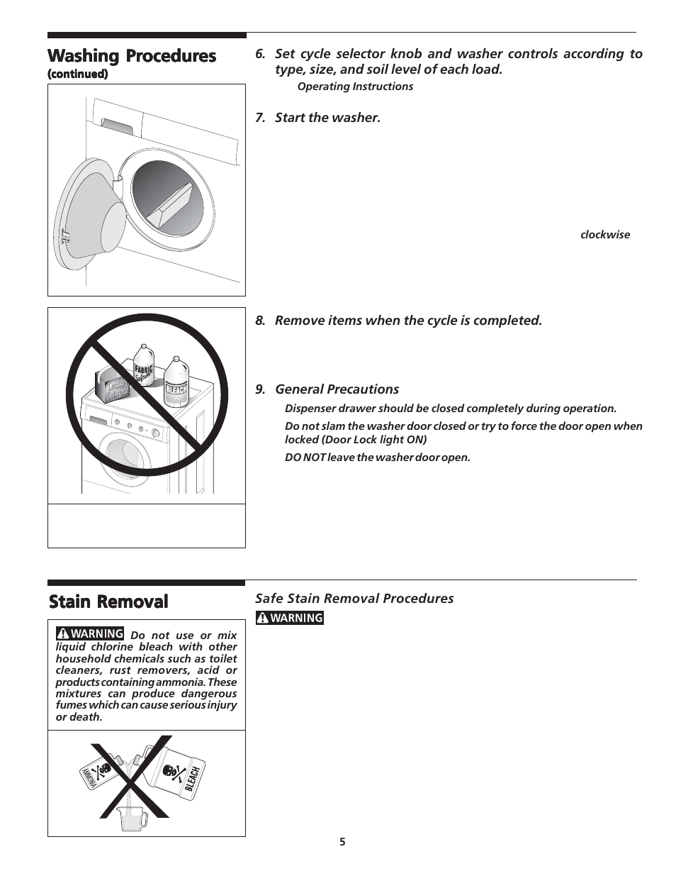 Stain removal | FRIGIDAIRE 134675000 User Manual | Page 5 / 10