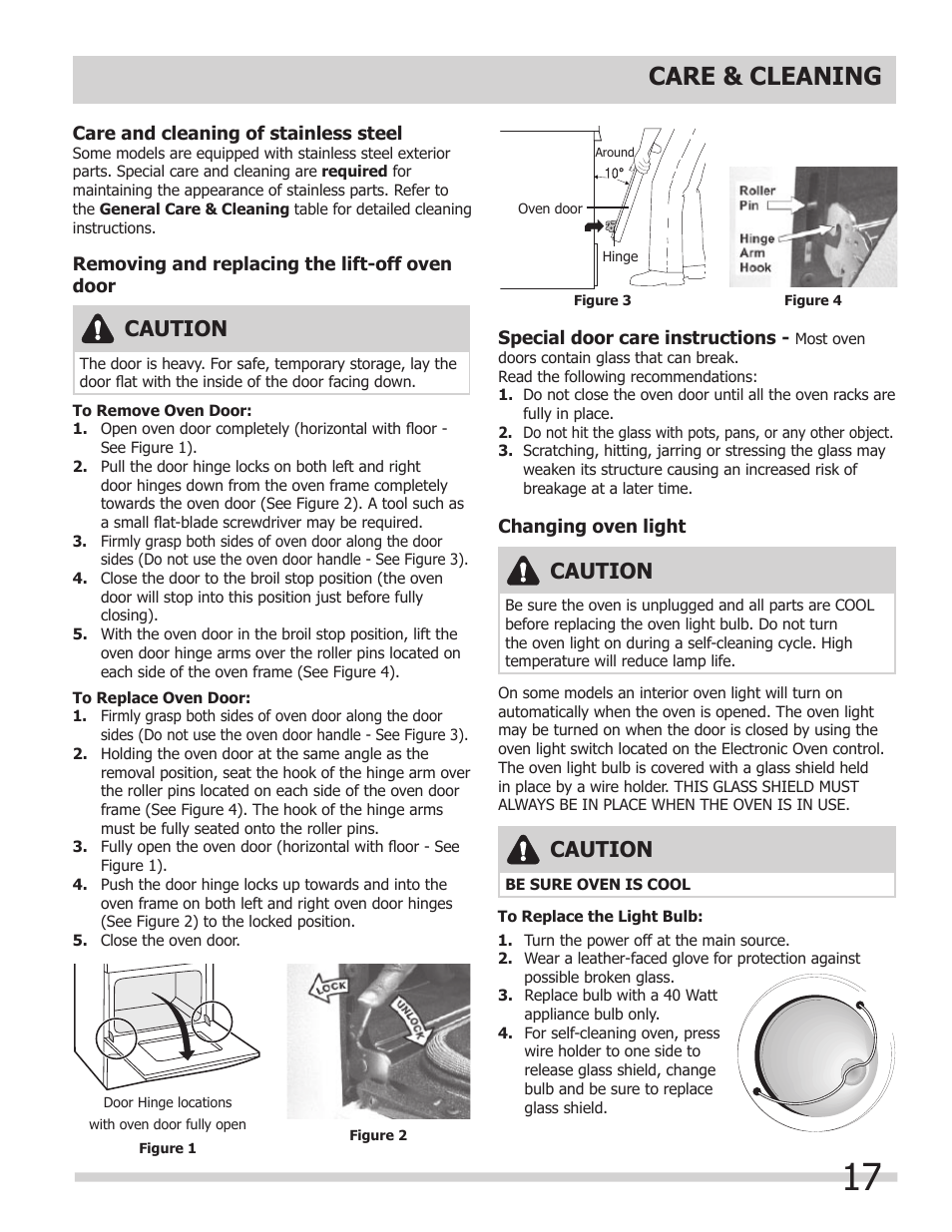 Care & cleaning, Caution | FRIGIDAIRE 318205317 User Manual | Page 17 / 20