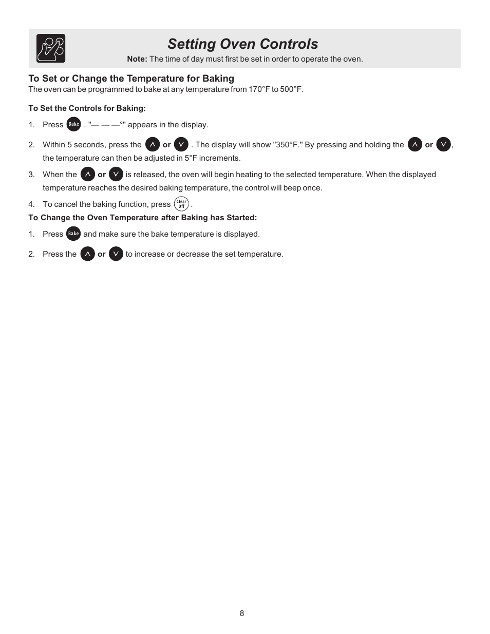 Setting oven controls | FRIGIDAIRE 316417139 User Manual | Page 8 / 16
