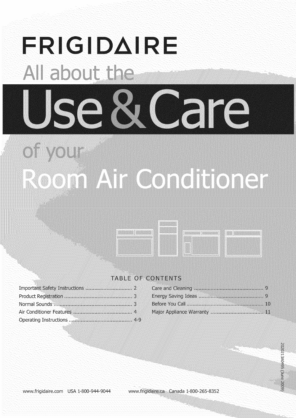 FRIGIDAIRE Air Conditioner User Manual | 33 pages