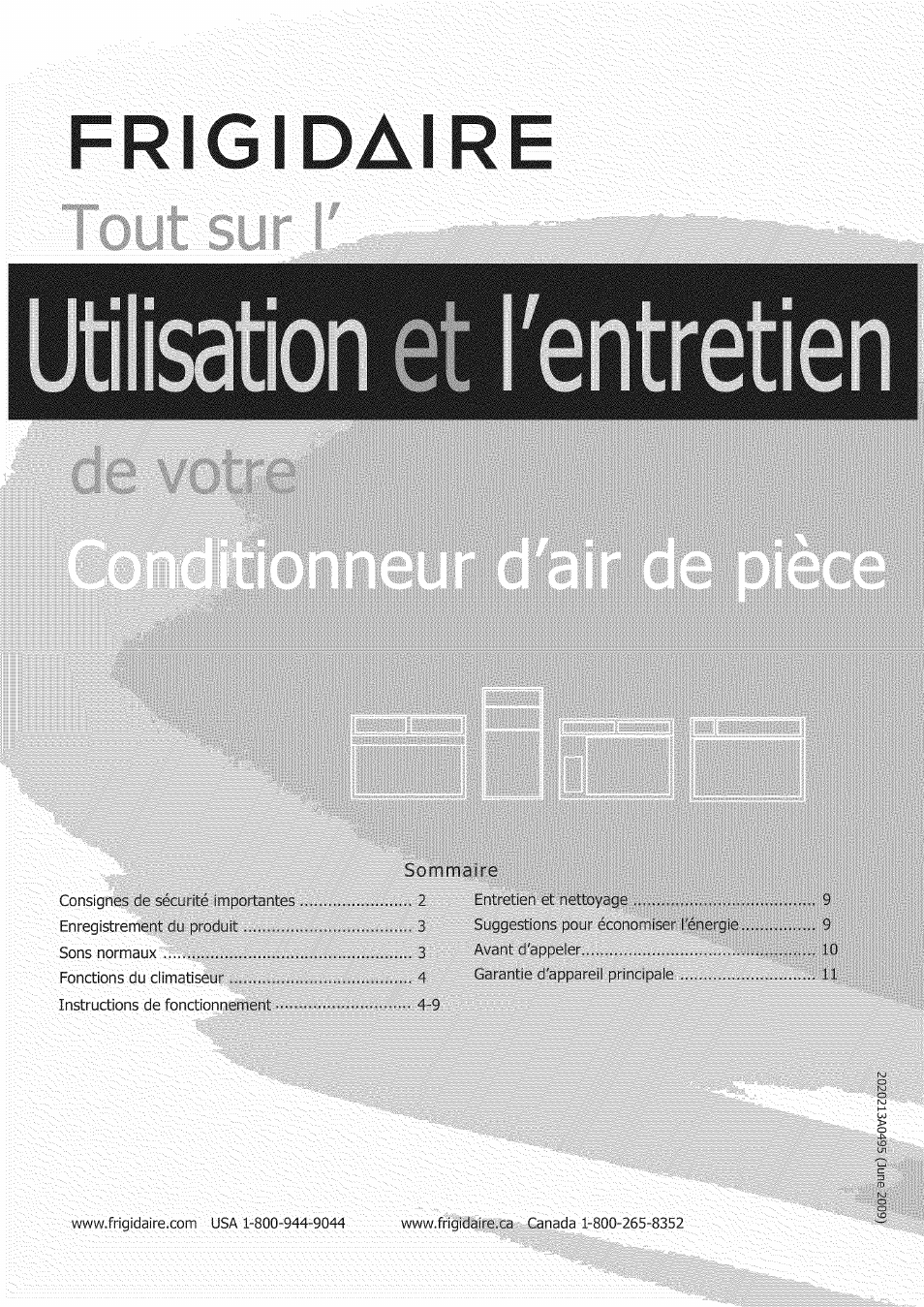 Utilisation 8t l'entretien, Frigidaire | FRIGIDAIRE Air Conditioner User Manual | Page 12 / 33