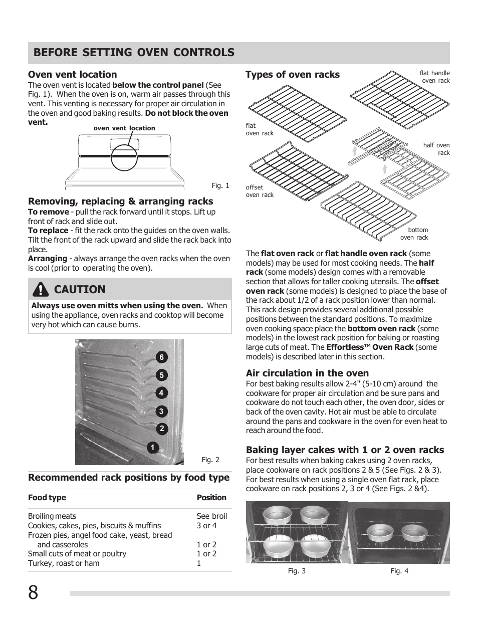 Before setting oven controls, Caution | FRIGIDAIRE 316901207 User Manual | Page 8 / 32