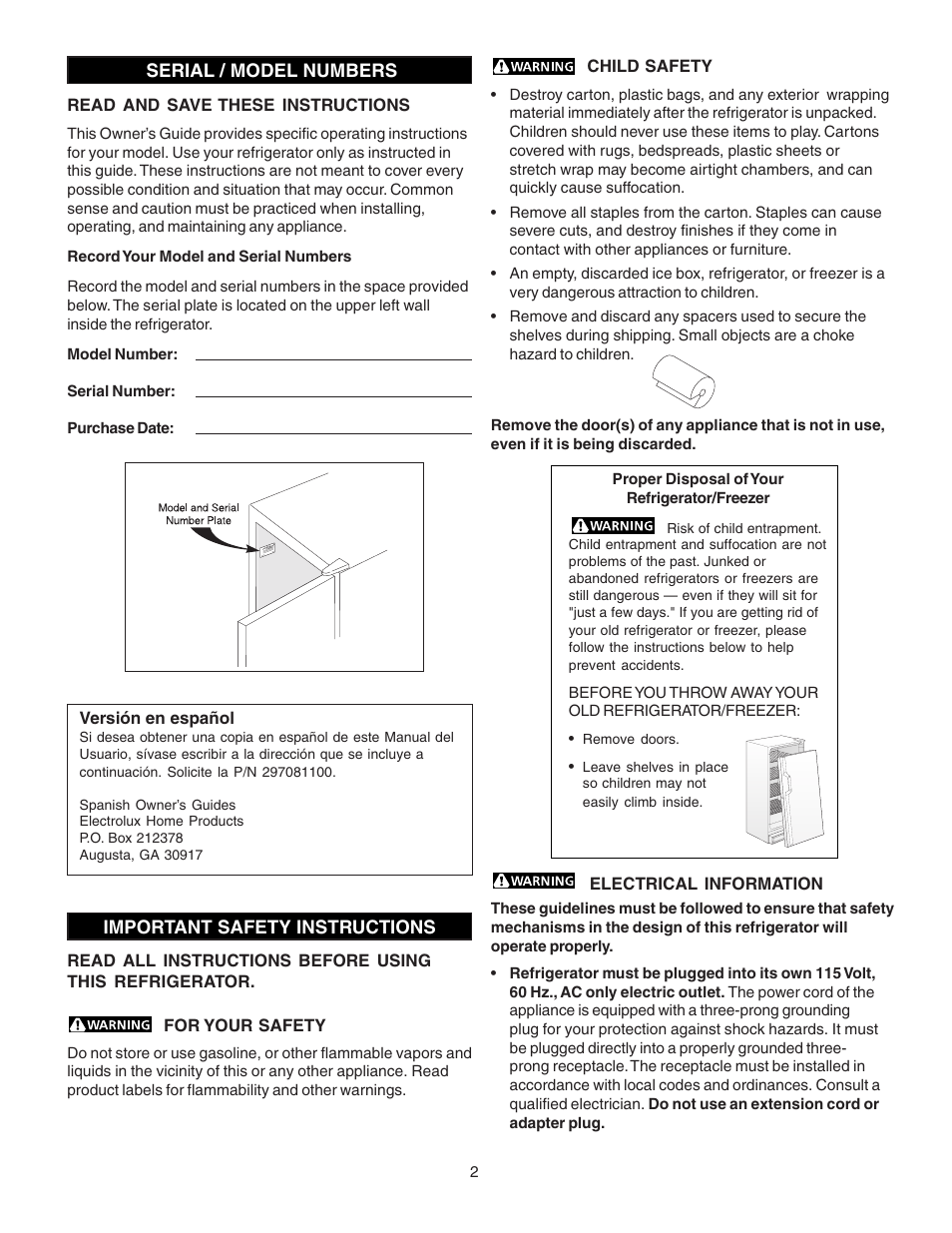 FRIGIDAIRE 297081000 User Manual | Page 2 / 8