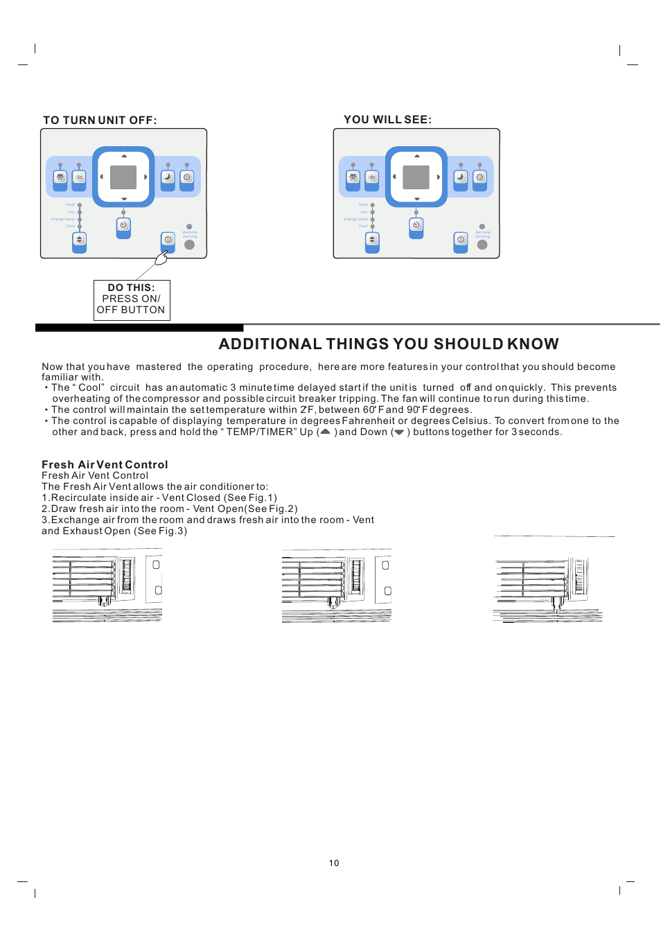 Т³гж 10, Additional things you should know, Fresh air vent control | You will see, Do this: press on/ off button, Familiar with | FRIGIDAIRE 819042060-01 User Manual | Page 10 / 12