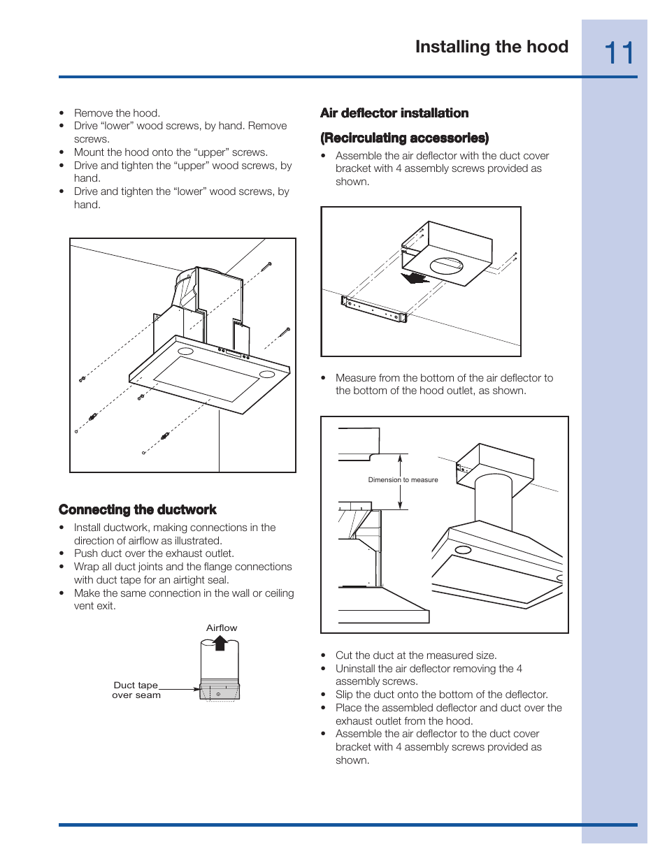 Installing the hood | FRIGIDAIRE 316488524 User Manual | Page 11 / 20