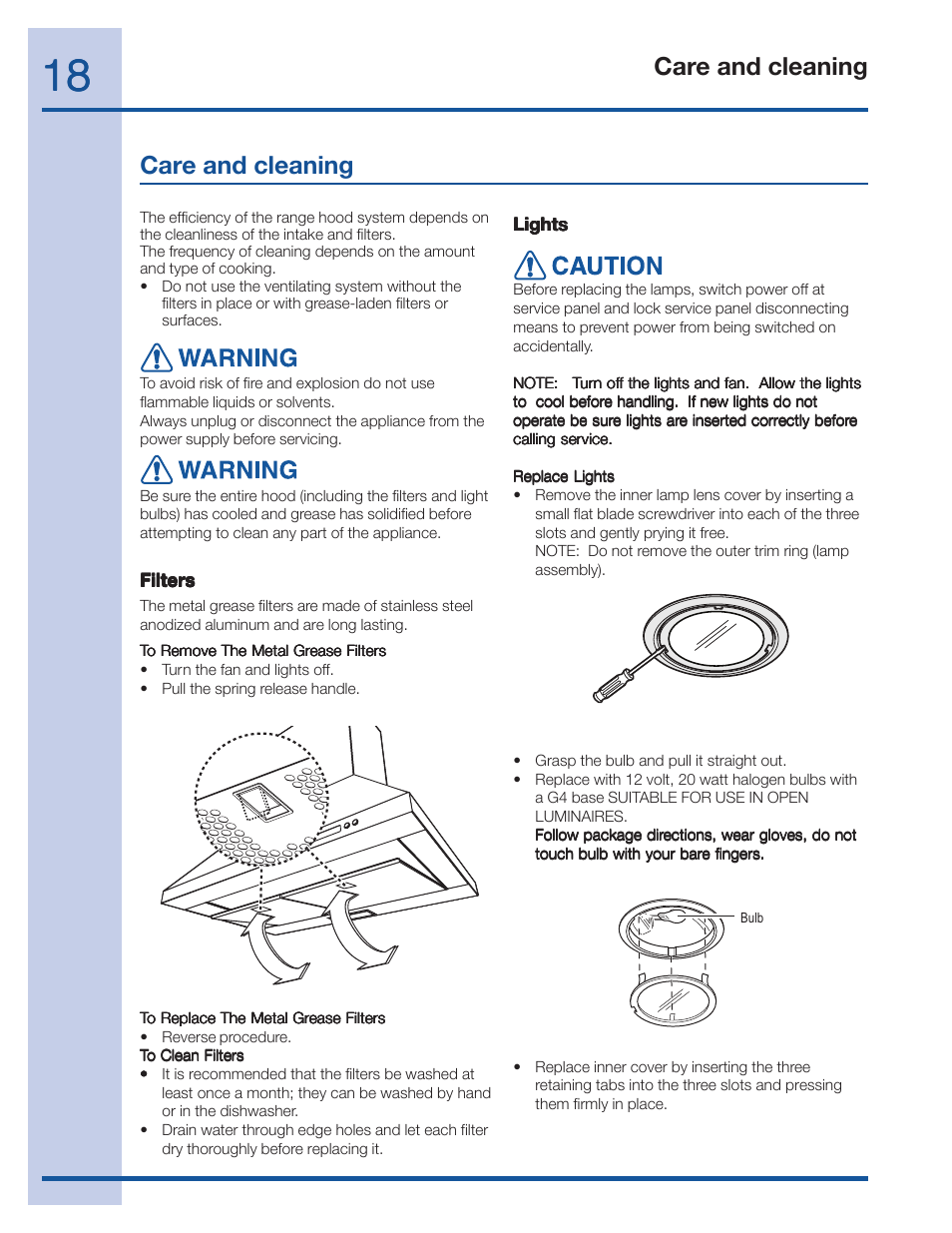 Care and cleaning | FRIGIDAIRE 316488524 User Manual | Page 18 / 20