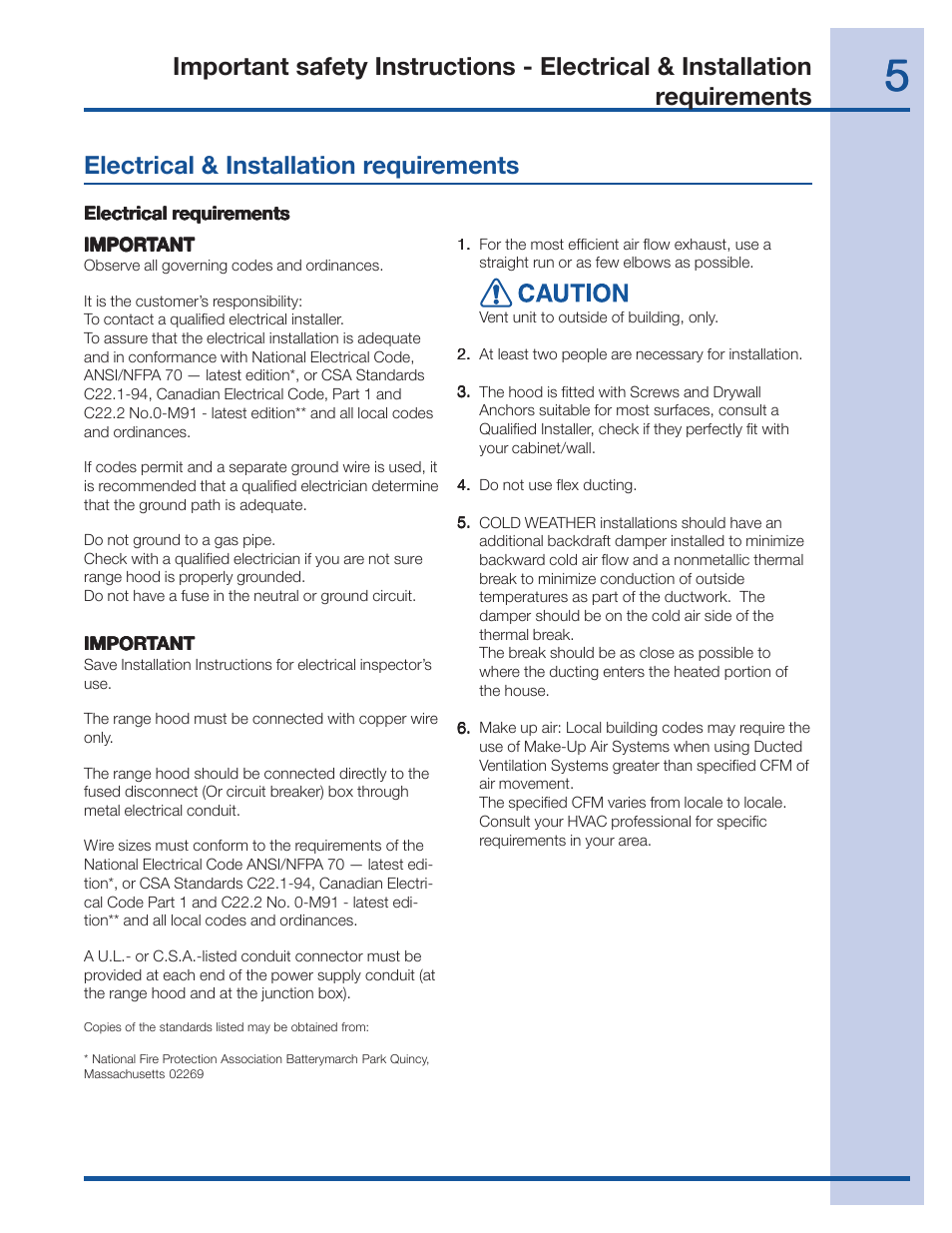 Read and save these instructions | FRIGIDAIRE 316488524 User Manual | Page 5 / 20