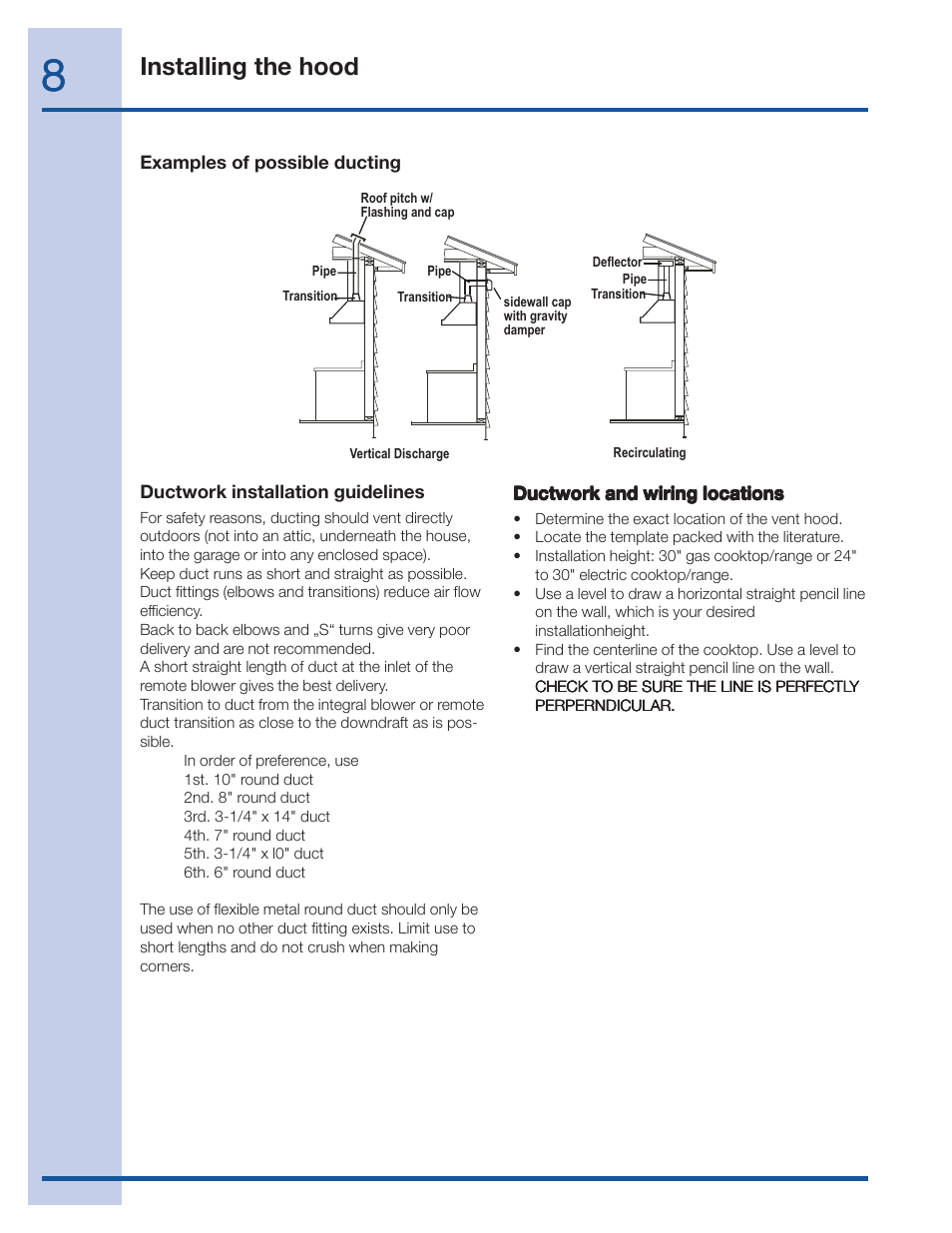 Installing the hood | FRIGIDAIRE 316488524 User Manual | Page 8 / 20