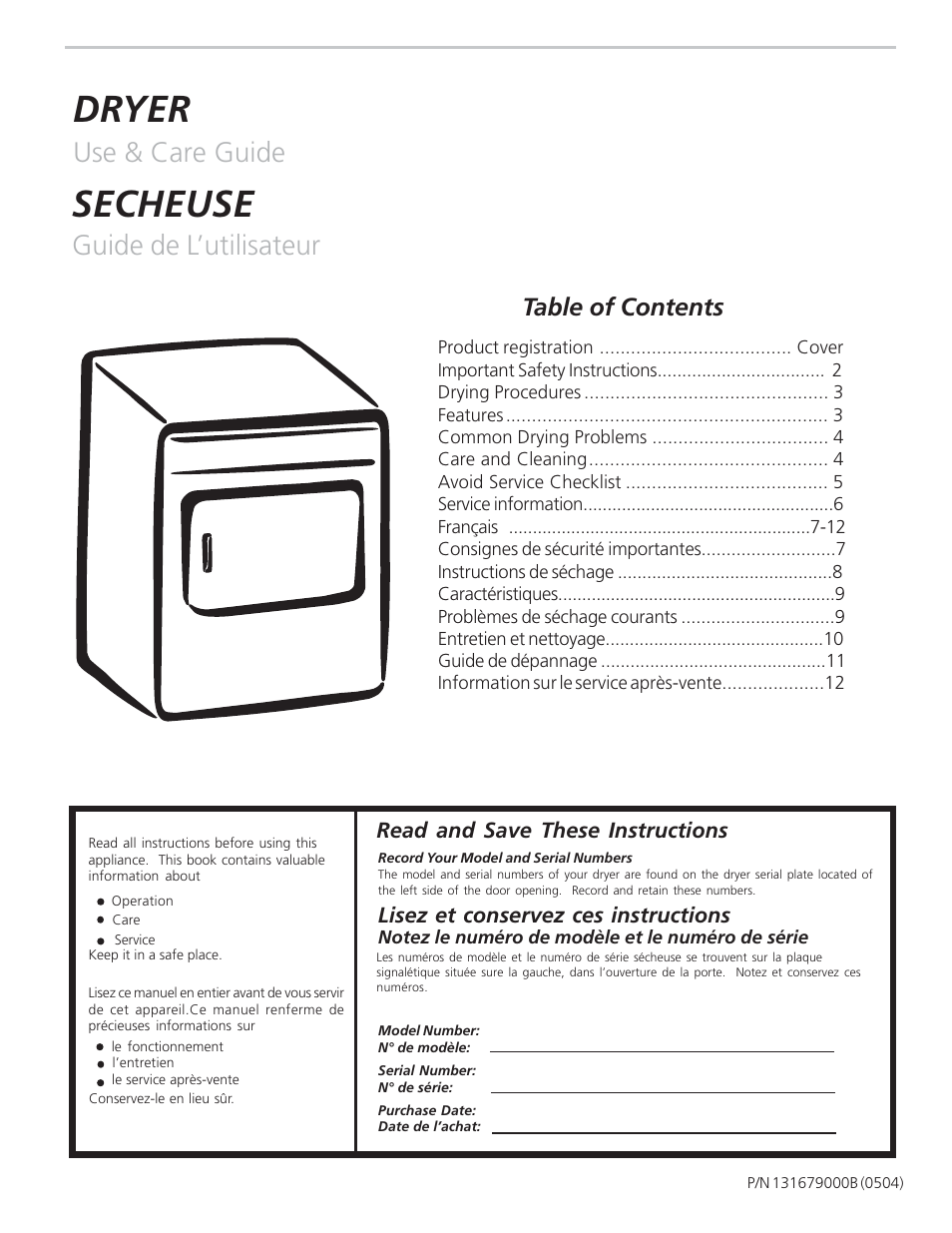 FRIGIDAIRE 131679000B User Manual | 6 pages