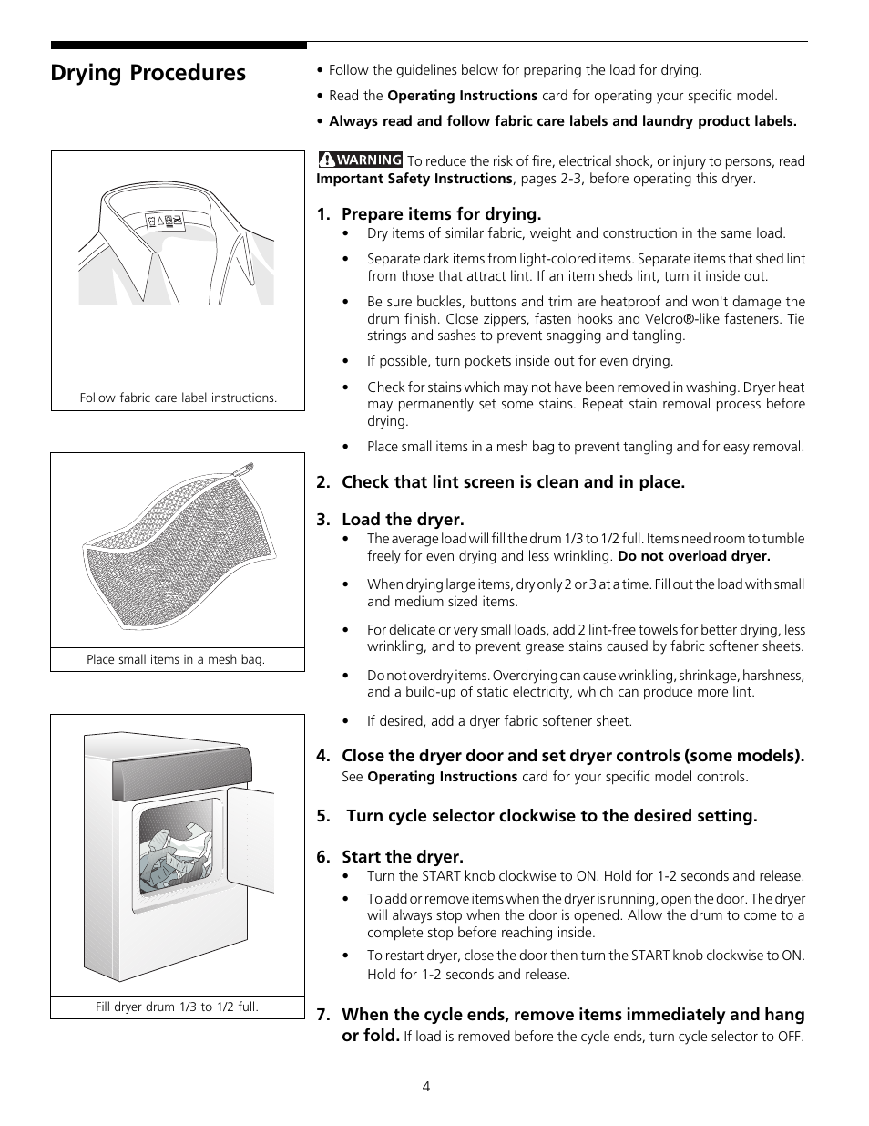 Drying procedures | FRIGIDAIRE 131842900 (9903) User Manual | Page 4 / 10