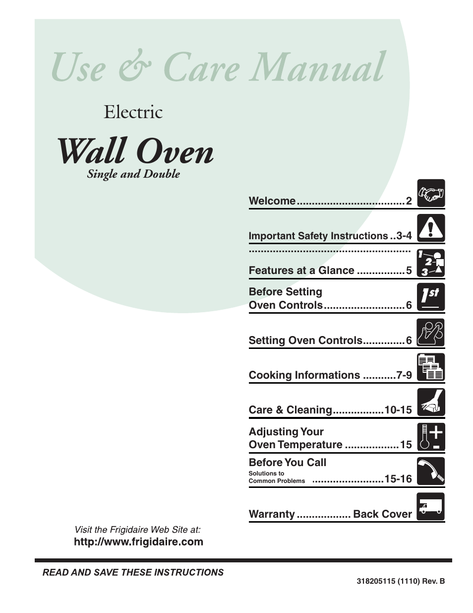 FRIGIDAIRE 318205115E User Manual | 17 pages