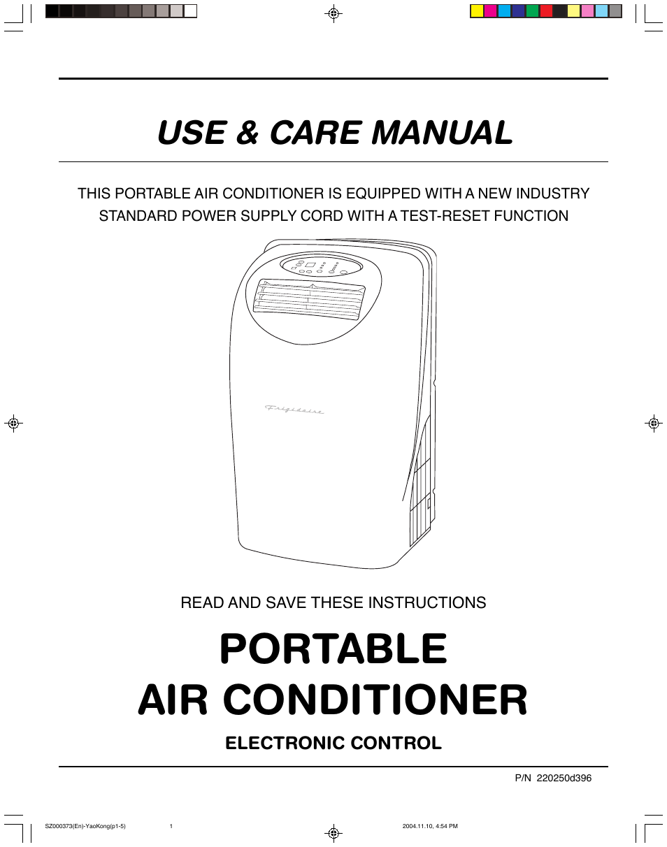 FRIGIDAIRE 220250d396 User Manual | 11 pages