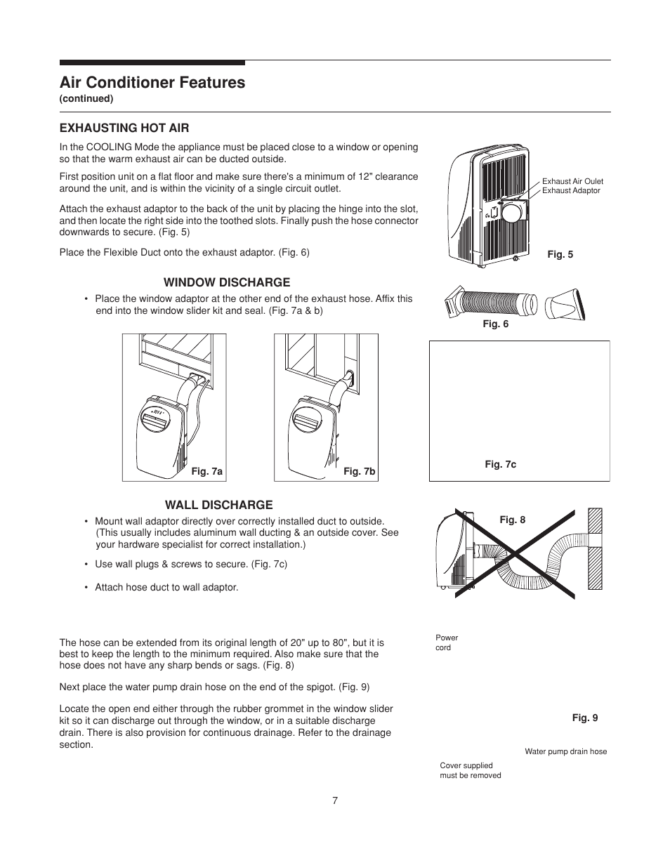 Air conditioner features | FRIGIDAIRE 220250d396 User Manual | Page 7 / 11
