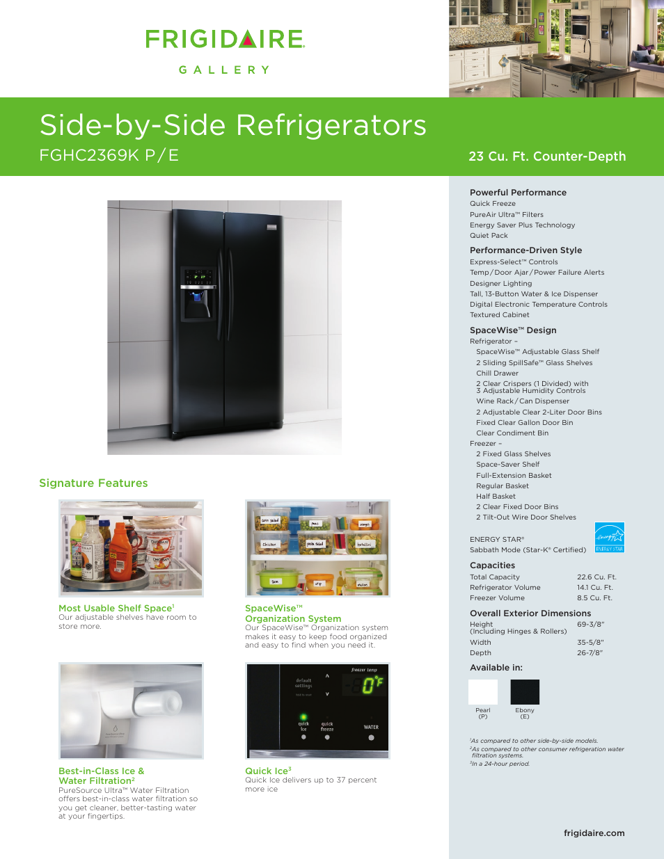 FRIGIDAIRE FGHC2369KE User Manual | 2 pages