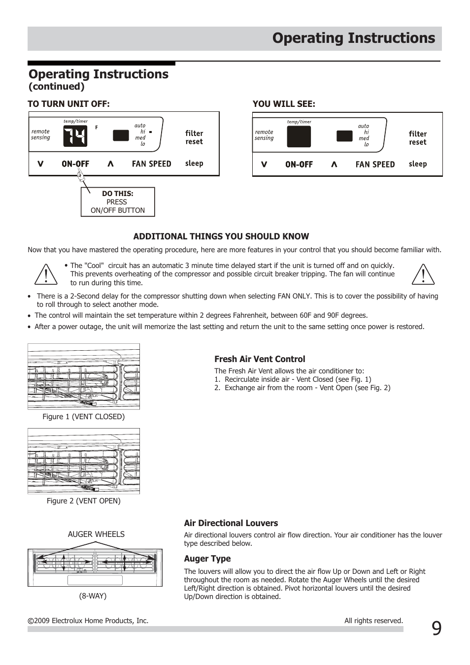 Operating instructions | FRIGIDAIRE 2020215A0320 User Manual | Page 9 / 12
