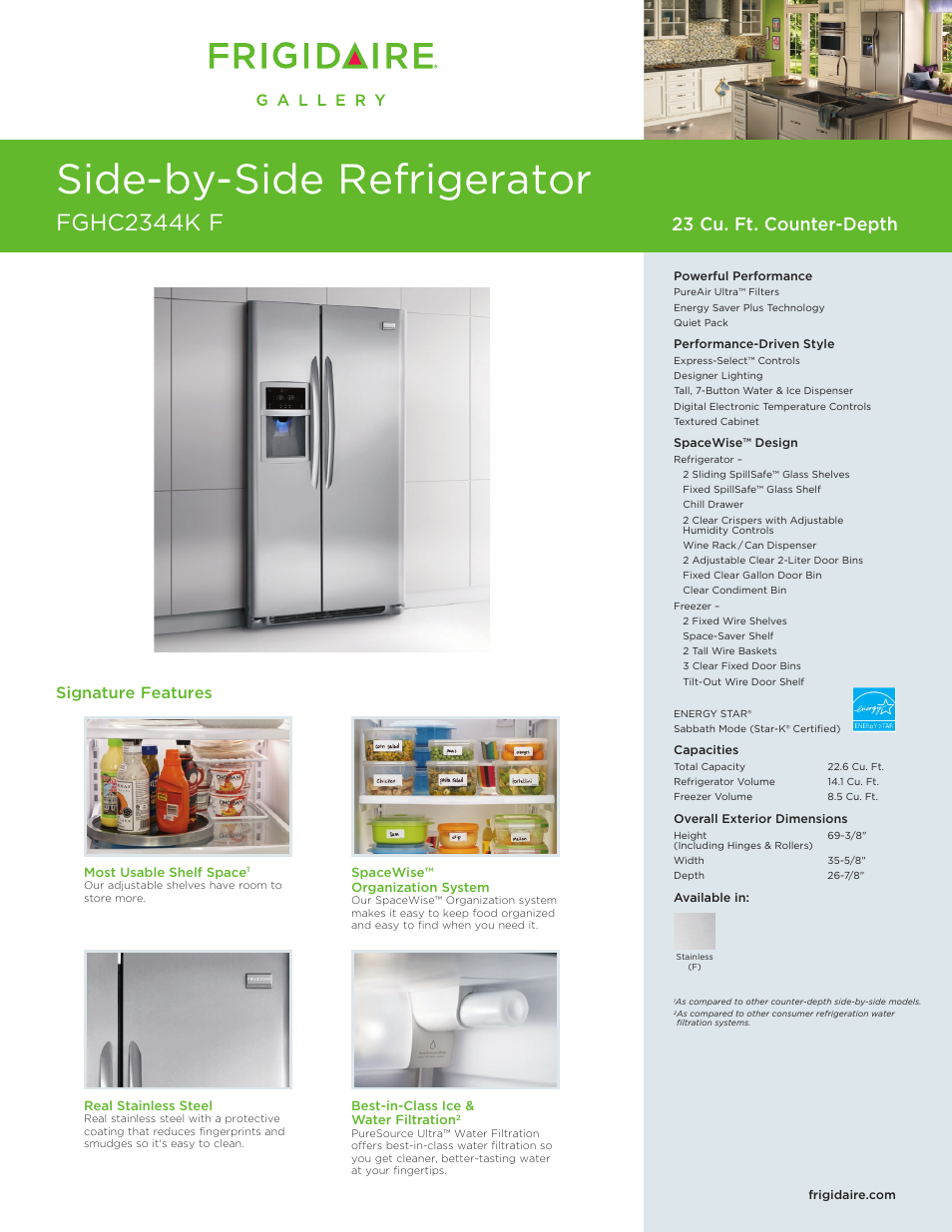 FRIGIDAIRE FGHC2344K User Manual | 2 pages
