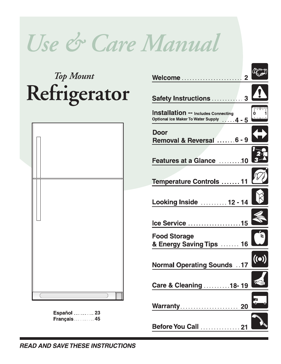 FRIGIDAIRE 240400102 User Manual | 21 pages
